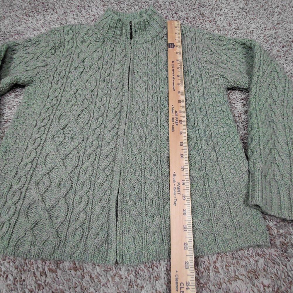 Inis Crafts Sweater Womens Large Cable Knit Fisherman Merino Wool Full Zip - Picture 5 of 5
